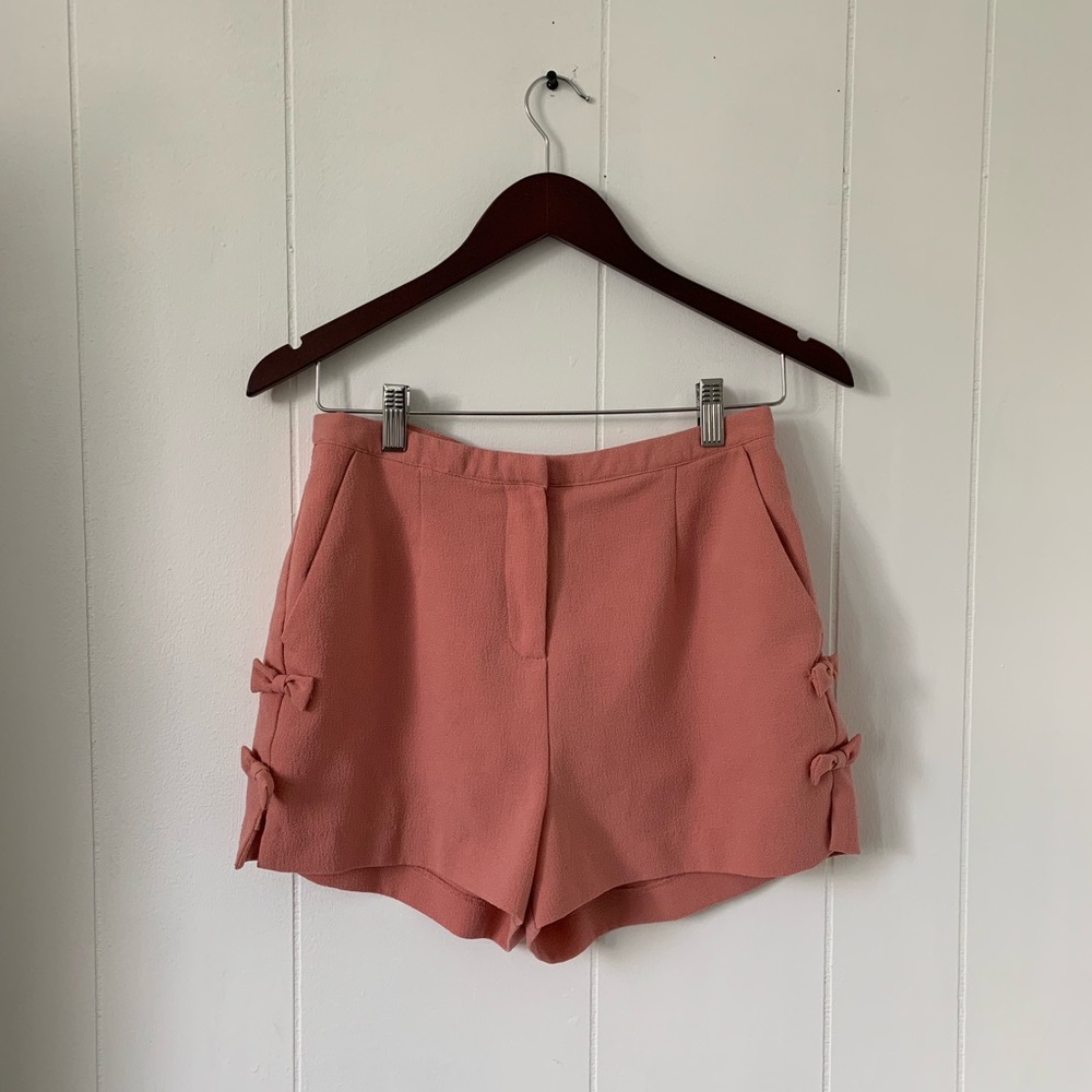 Topshop Blush Pink High Waist Shorts w Bows Size 8